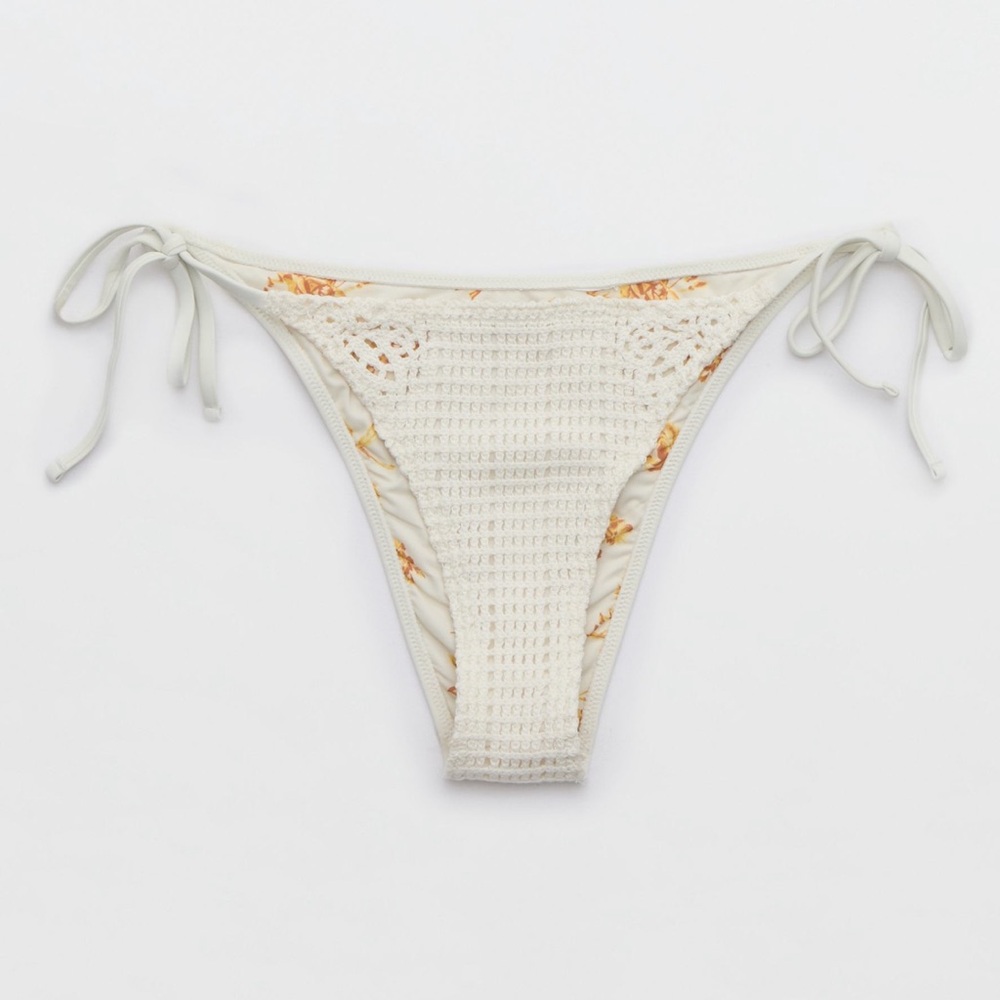 Aerie Cream Crochet Swim Bottom - Picture 3 of 6